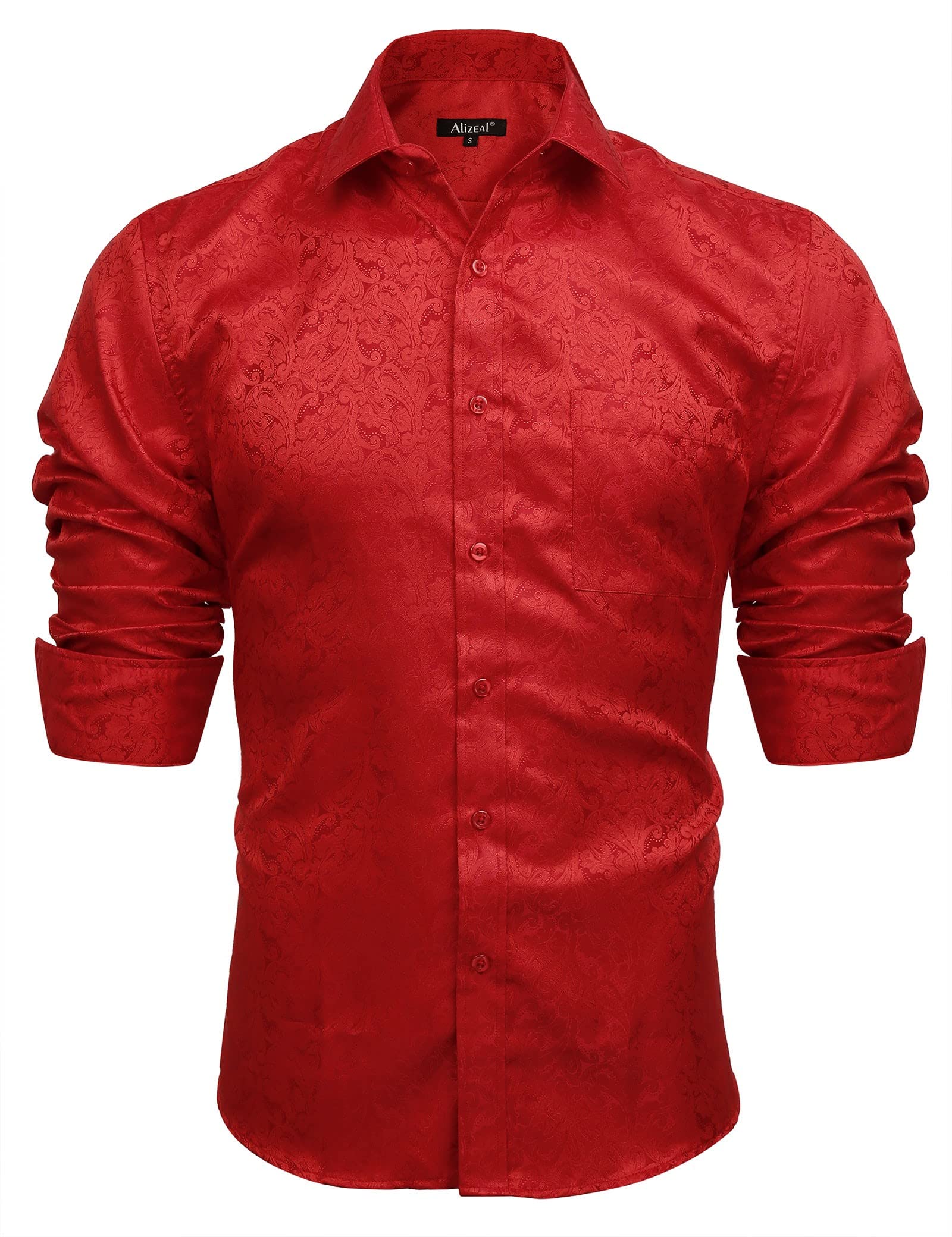 Men's Paisley Jacquard Dress Shirt Classic Slim Fit Button-Down