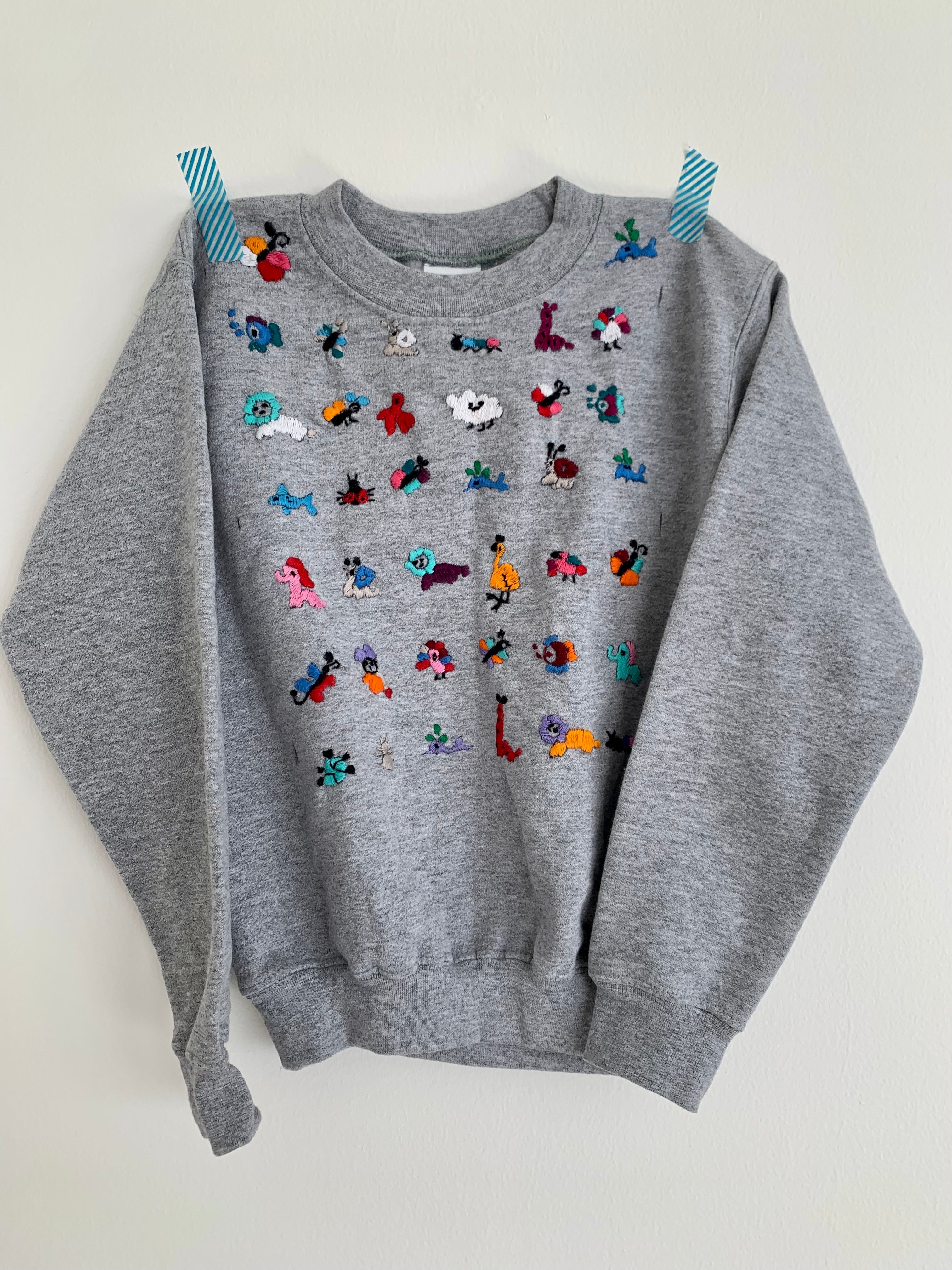 Kids hand embroidered animal sweatshirt