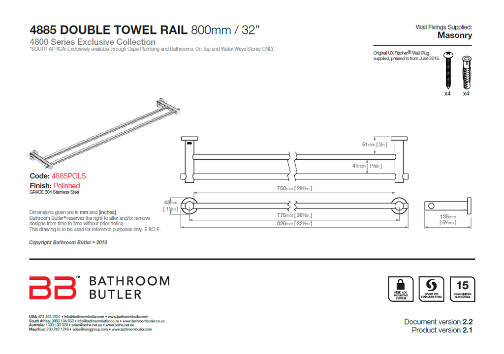 Bathroom Butler 4800 Double Rail - 800