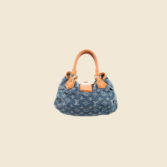 Pleaty handbag Louis Vuitton Blue in Denim - Jeans - 35817705