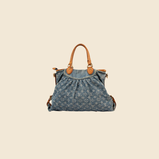 Louis Vuitton LV Flat Shopper NS Tote Bag Handbag M95018 Monogram Denim Blue