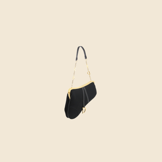 Dior Black Oblique Canvas and Leather Saddle Pochette Bag at 1stDibs