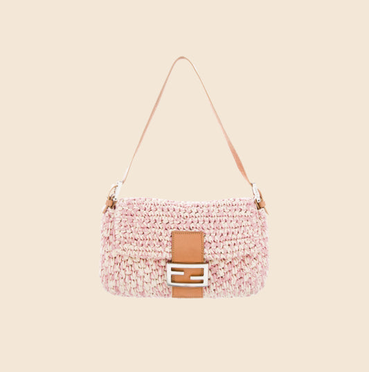 Baguette leather handbag Fendi Pink in Leather - 24559686