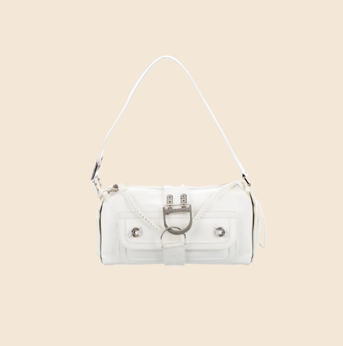 Dior White Coated Canvas and Leather Trim Honeycomb Clutch Dior  TLC