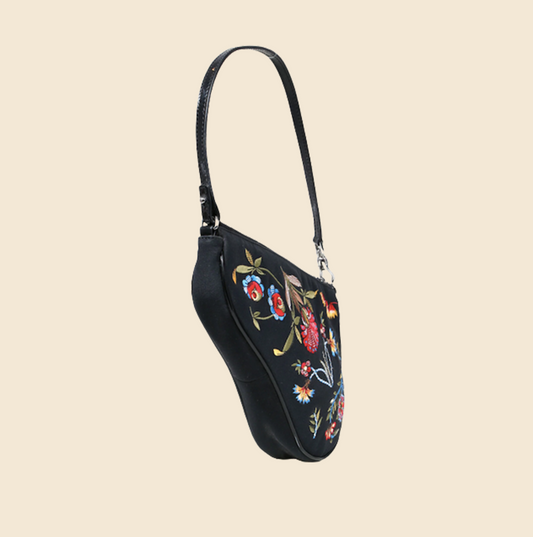 CHRISTIAN DIOR DIORISSIMO CANVAS AND LEATHER FLORAL EMBROIDERED TROTTE – RDB