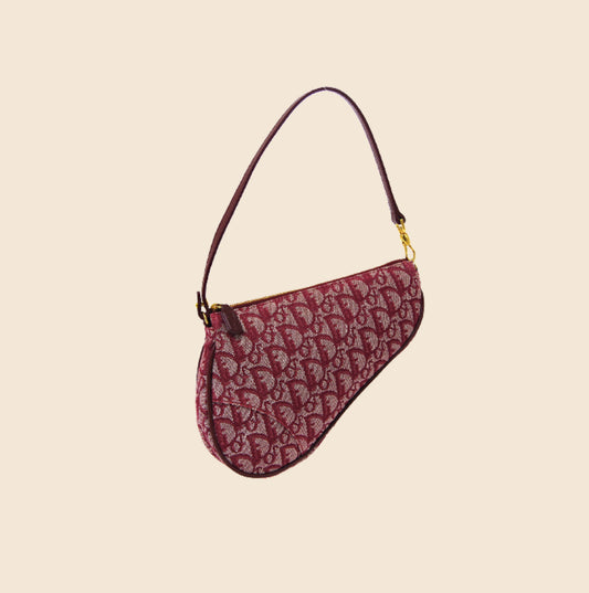 CHRISTIAN DIOR BURGUNDY CREAM SADDLE POCHETTE – RDB