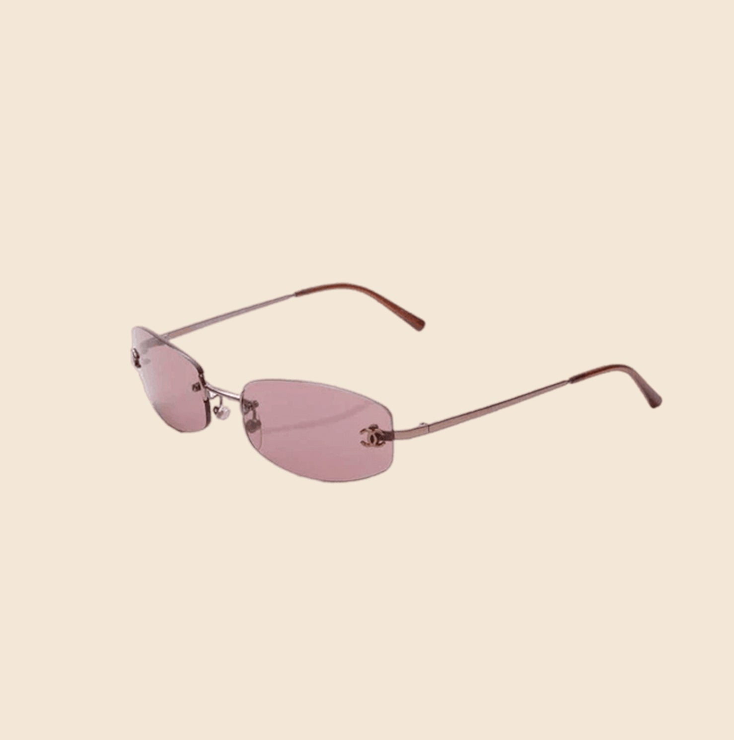 Chanel Diamante Rimless Ombre Sunglasses in Baby Pink / Silver