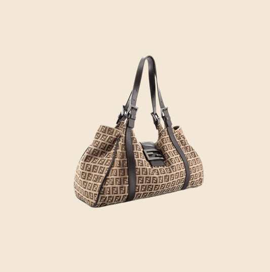 Sac Plat Ff Horse Bag by Fendi in Brown color for Luxury Clothing