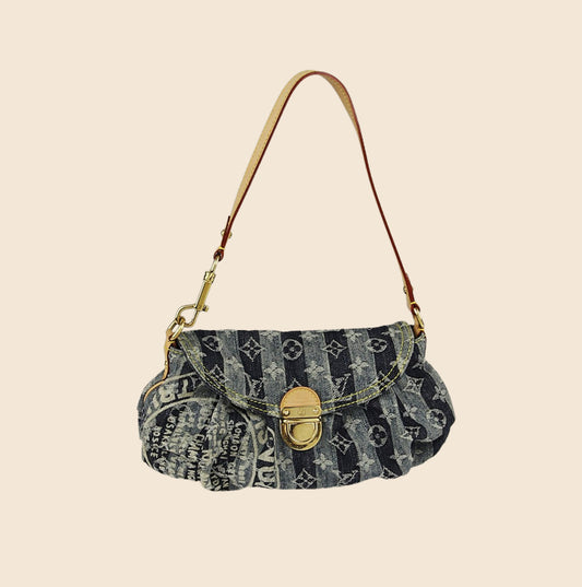 LOUIS VUITTON BLACK MONOGRAM DENIM MAHINA BAG – RDB