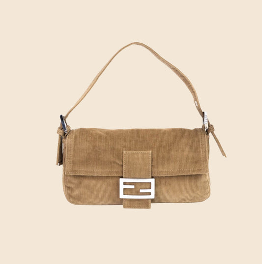 Fendi Large Suede Baguette - Brown Crossbody Bags, Handbags