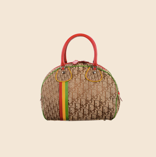 New Authentic Christian Dior Trotter Saddle Bag in logo Canvas Rasta