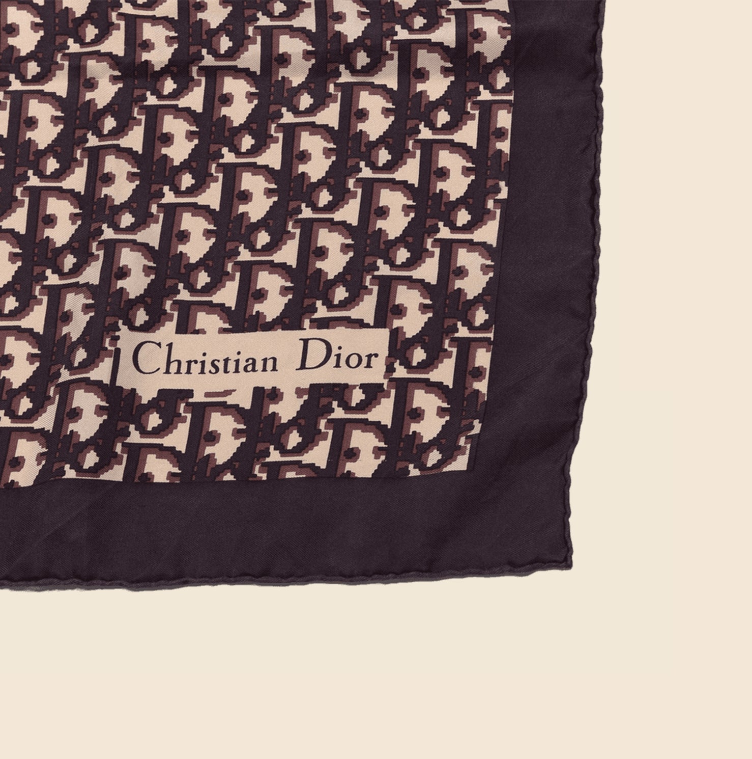 CHRISTIAN DIOR Vintage Silk Logo Scarf in Black Grey Trotter Oblique Print  Monogram Necktie Headscarf  Christian dior vintage Logo scarves Vintage  silk