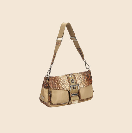 PRADA BROWN CANVAS BUCKLE SHOULDER BAG – RDB