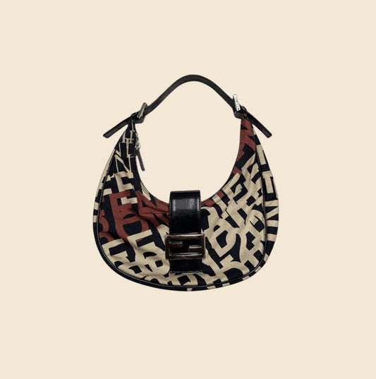 FENDI PSYCHEDELIC SWIRL PRINT SATIN HALF MOON BAG – RDB