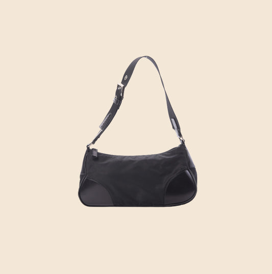 Prada 2000s Black Tessuto Sport Mini Shoulder Bag · INTO