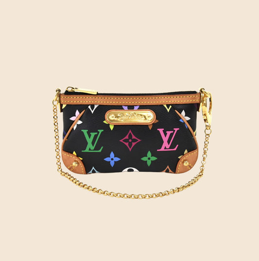 Louis Vuitton Pochette Clutch Milla Mm Pouch B White Multicolour