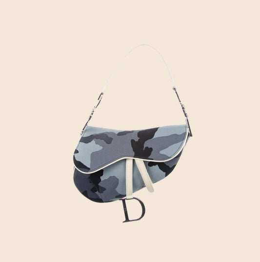 Dior Blue Oblique Embroidery Monogram Saddle Bag For Sale at 1stDibs
