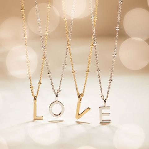 Gold and Silver Initial necklaces with Bead Chain