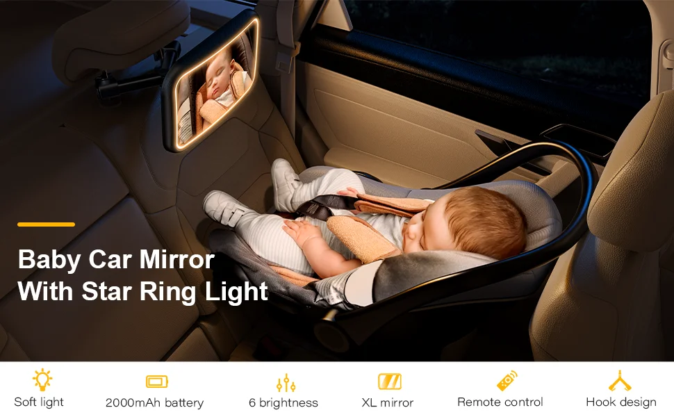 Miroir lumineux pour siège auto pour bébé