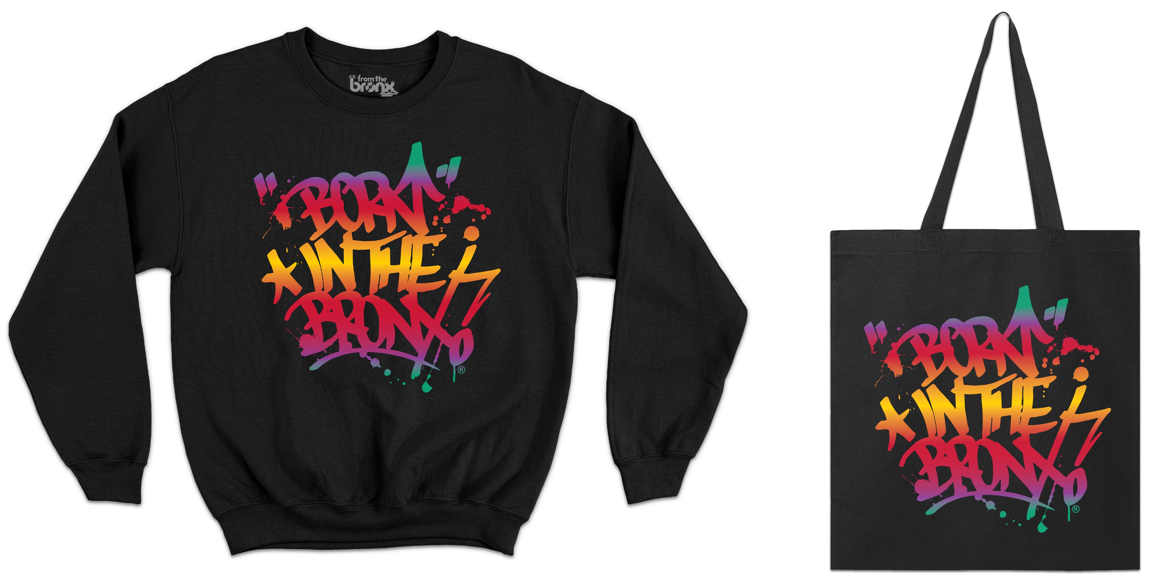 "Born" in The Bronx Paint Splatter Holiday Crewneck & Tote Bag