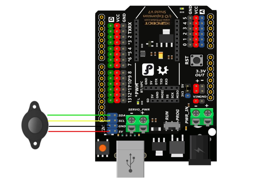 Wiring Diagram of Laser Ranging Sensor and Arduino IO Expansion Shield
