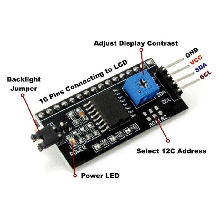 16x2 LCD I2C Interface Adapter