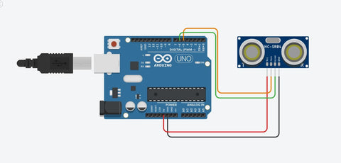 Circuit Diagram of Speed measurement using HC-SR04