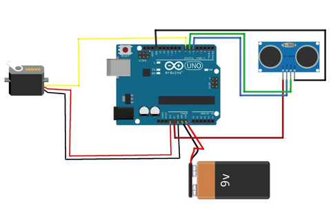 Smart Dustbin Circuit Diagram for Arduino