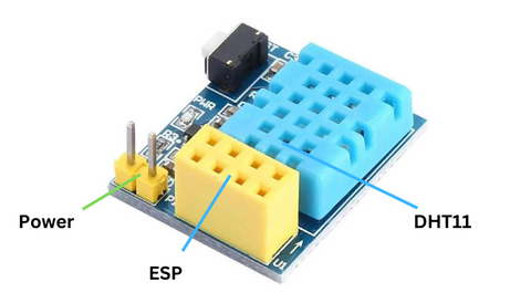 Pinout of ESP-01S DHT11 Temperature Humidity Sensor module