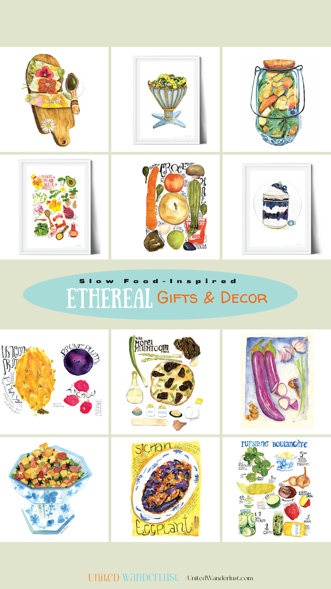 wild dining illustrated,	copyrighted,	patriciajacques.com, unitedwanderlust.com, Patricia Jacques Illustrator, Food illustrator, home decor, art prints, 	MCAD Artsale 2023, artsy gifts, gifts for women, gifts for foodies, gifts for men, housewarming gifts, birthday gifts, holiday gifts,  watercolor food illustrations, kitchen art, kitchen art prints, colorful, whimsical, bright, fun, affordable gifts, recipe Illustration