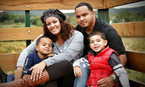 Family of Four in a Wagon