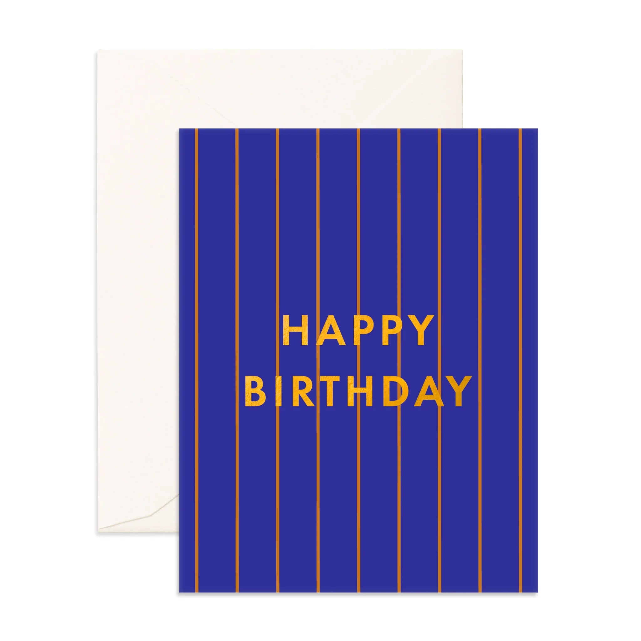  Fox & Fallow Greeting Card - Birthday Cobalt Pinstripe