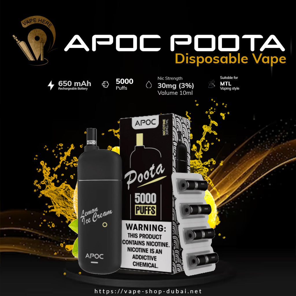 APOC Poota 5000 Puffs Rechargeable Disposable Vape here store dubai UAE abu dhabi