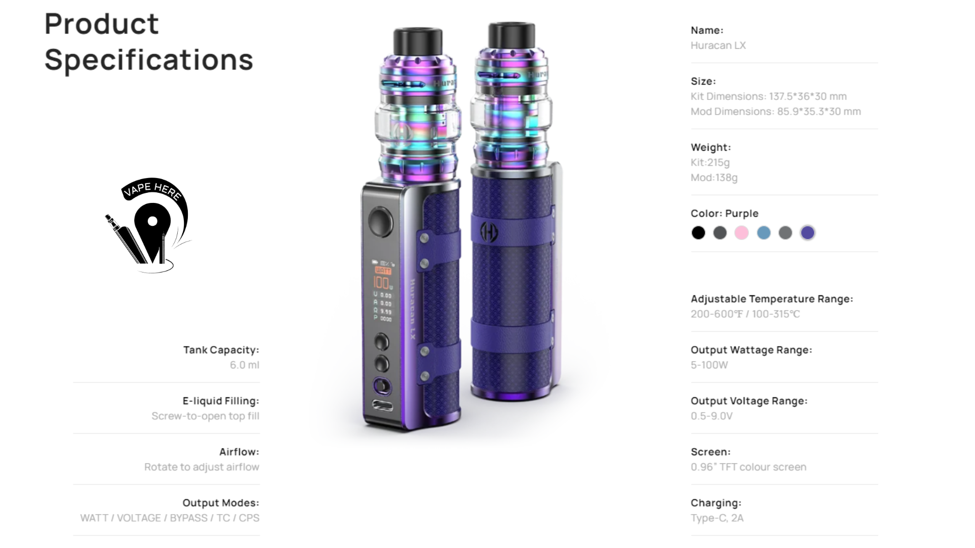 Aspire Huracan LX 100W (Internal Battery) UAE Abu Dhabi