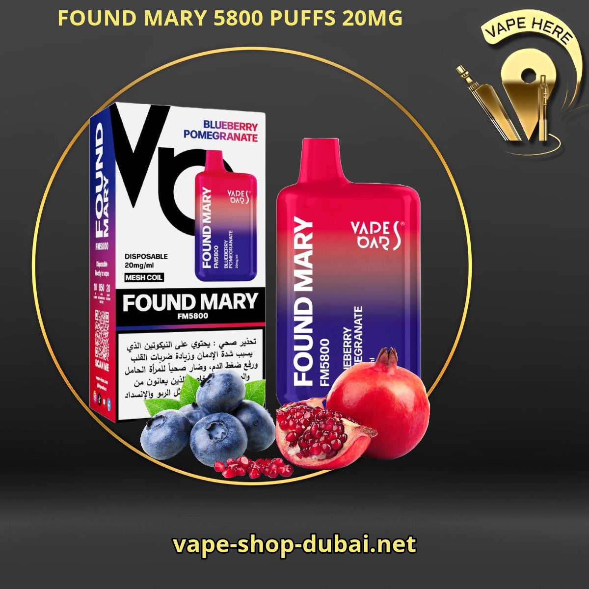 FOUND MARY FM 5800 PUFFS 20MG DISPOSABLE VAPE BY VAPE BARS UAE Dubai