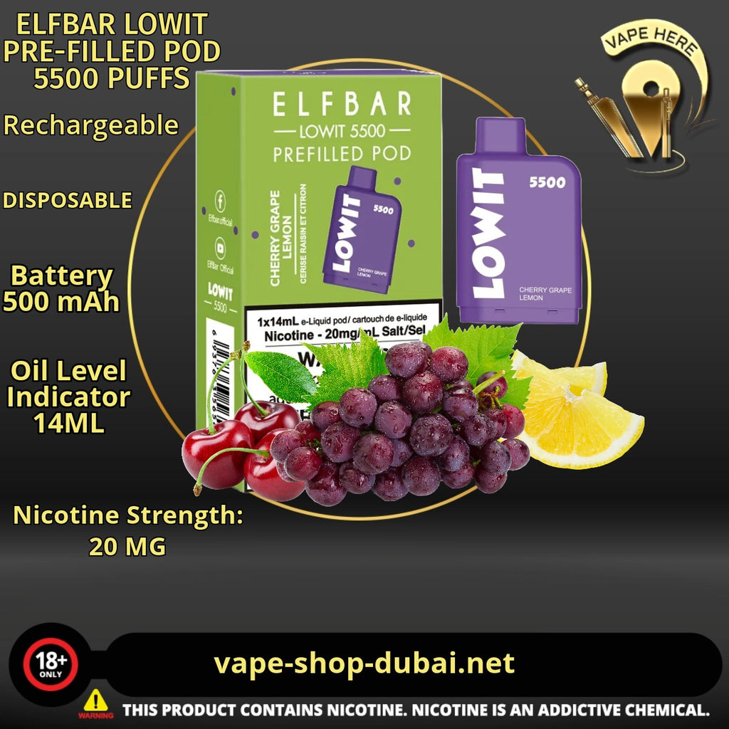 ELFBAR LOWIT PRE-FILLED POD 5500 PUFFS 20MG UAE Dubai