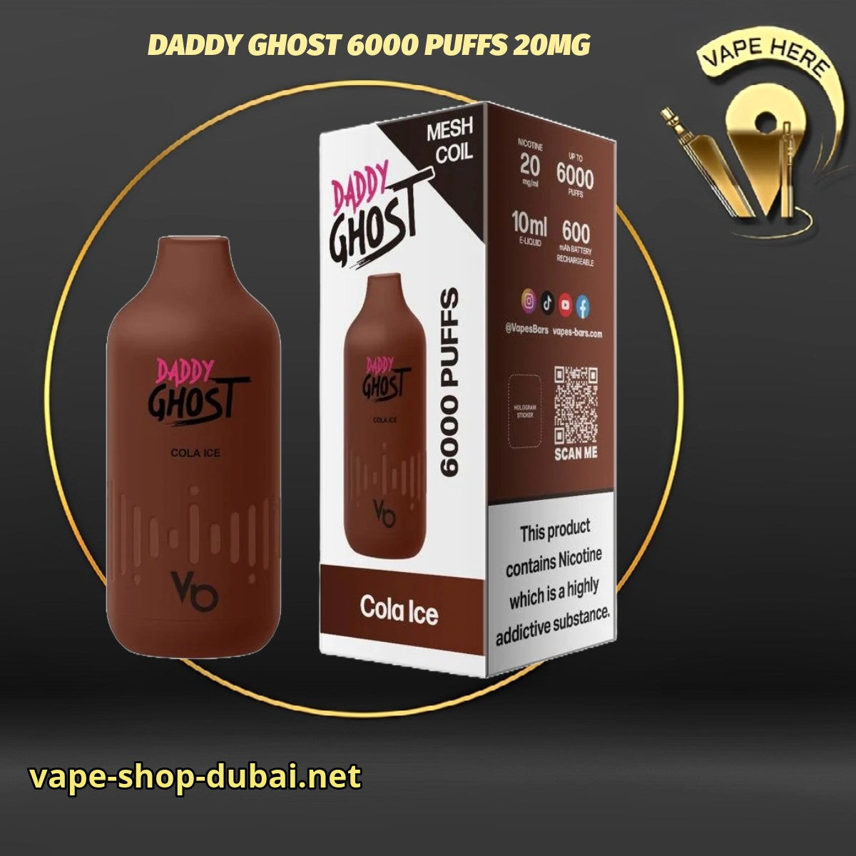 DADDY GHOST 6000 PUFFS 20MG DISPOSABLE VAPE BY VAPES BARS - Image 5
