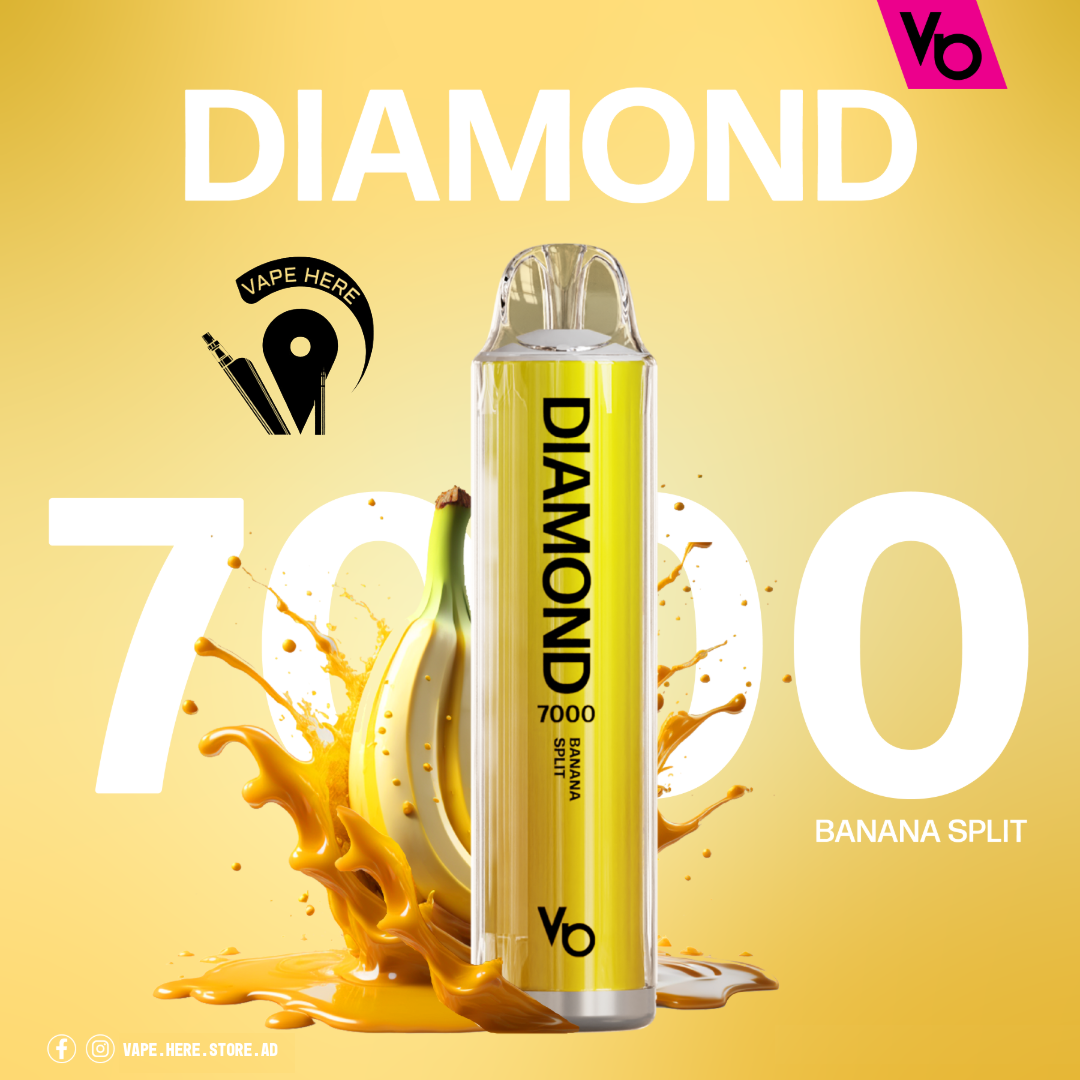 Diamond 7000 Puffs Disposable Vape 20mg by Vapes Bars Banana Split UAE Fujairah