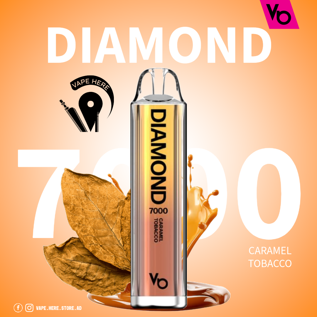 Diamond 7000 Puffs Disposable Vape 20mg by Vapes Bars Caramel Tobacco UAE Ajman