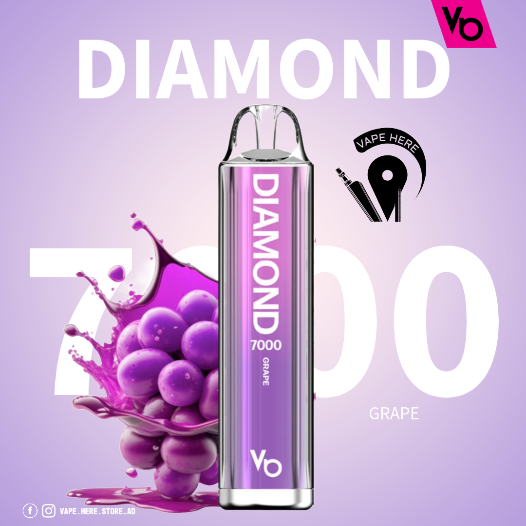 Diamond 7000 Puffs Disposable Vape 20mg by Vapes Bars Grape UAE Dubai