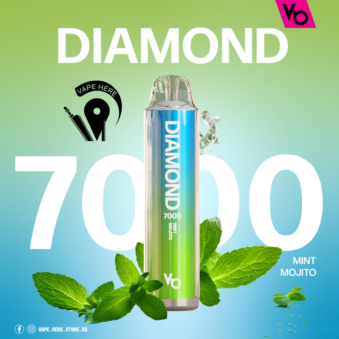 Diamond 7000 Puffs Disposable Vape 20mg by Vapes Bars Mint Mojito UAE Ras Al Khaimah