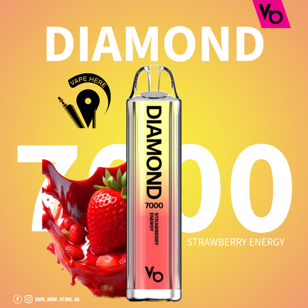 Diamond 7000 Puffs Disposable Vape 20mg by Vapes Bars Strawberry Energy UAE Sharjah