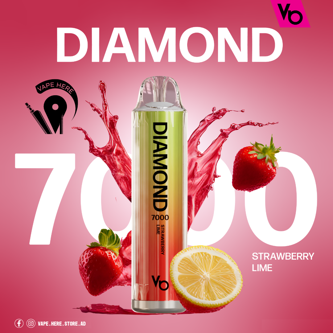 Diamond 7000 Puffs Disposable Vape 20mg by Vapes Bars Strawberry Lime UAE Abu Dhabi