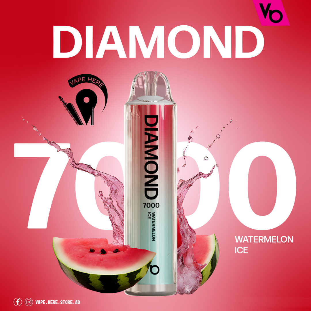 Diamond 7000 Puffs Disposable Vape 20mg by Vapes Bars Watermelon Ice UAE Ajman