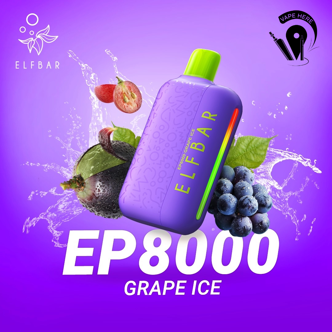 Elf Bar EP8000 Puffs Disposable Vape Grape Ice UAE Fujairah