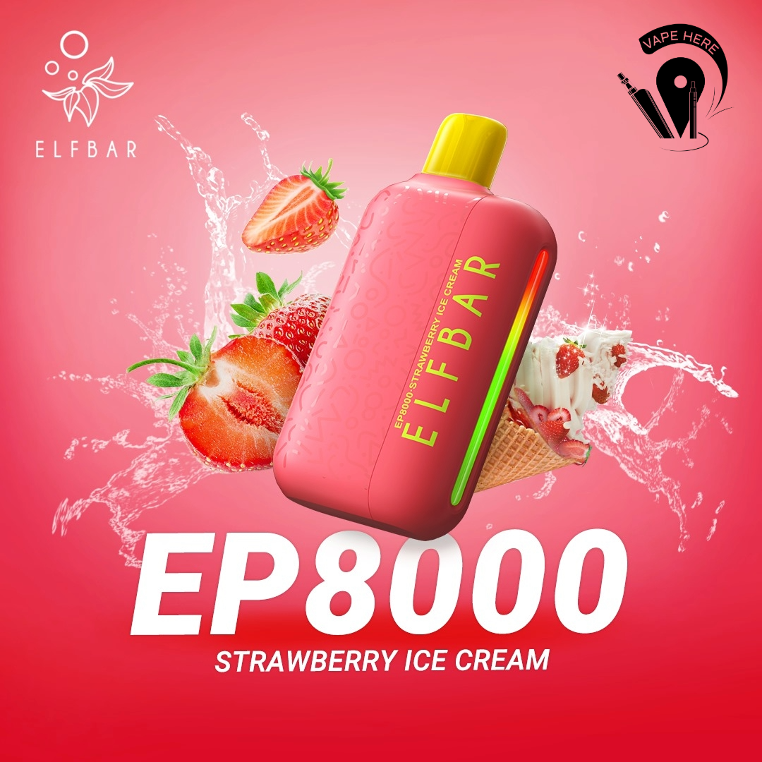 Elf Bar EP8000 Puffs Disposable Vape Strawberry Ice Cream UAE Umm Al Quwain