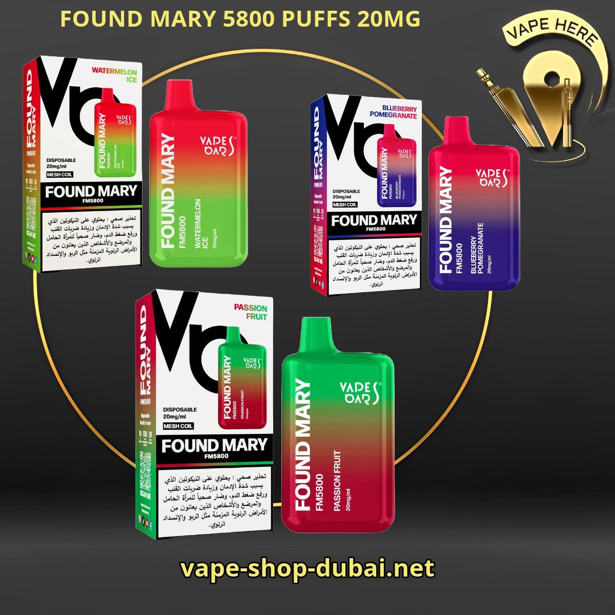 FOUND MARY FM 5800 PUFFS 20MG DISPOSABLE VAPE BY VAPE BARS UAE Dubai