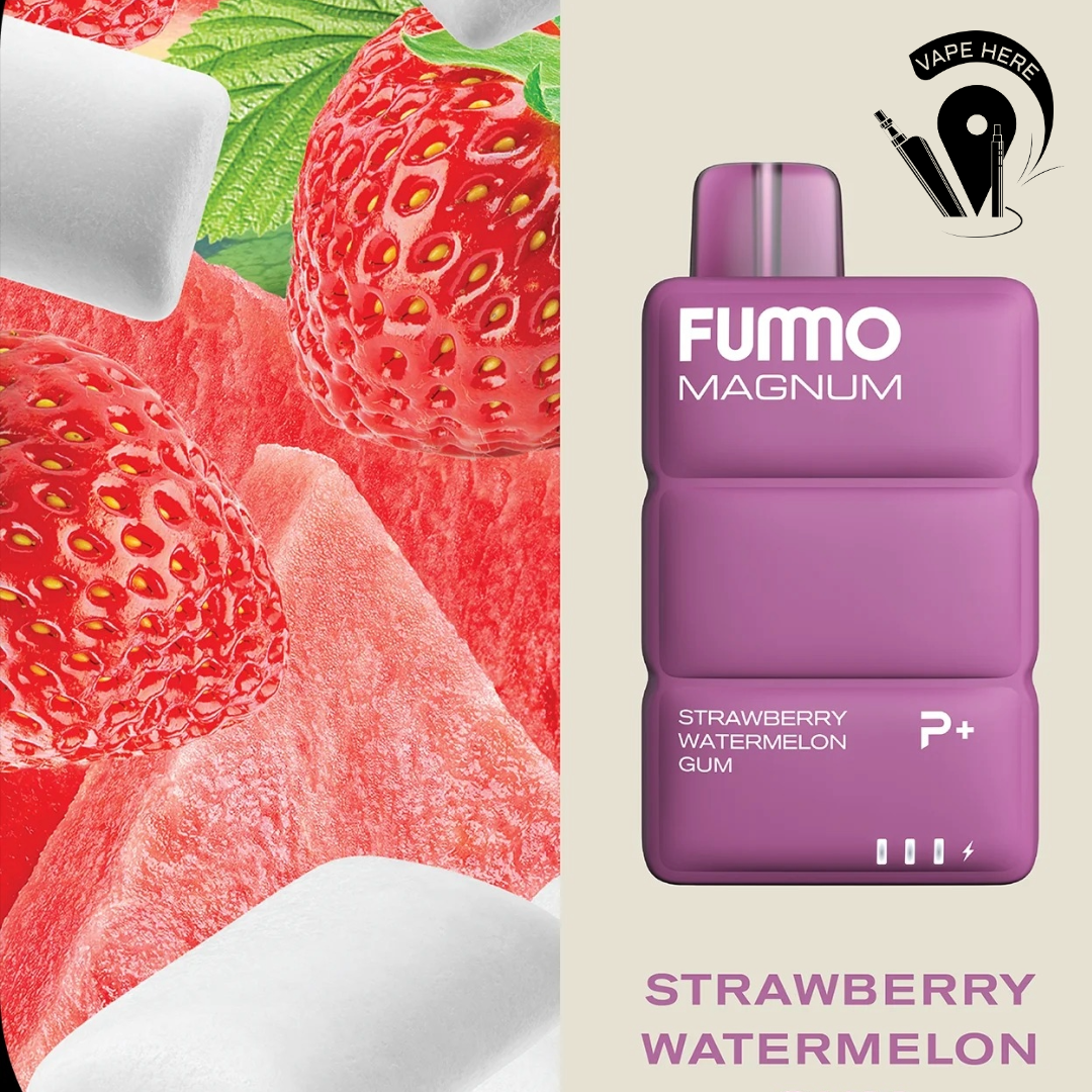 FUMMO MAGNUM 8000 Puffs ESMA Disposable Vape 20mg (non-recharegable) Watermelon Strawberry Gum UAE Umm Al Quwain