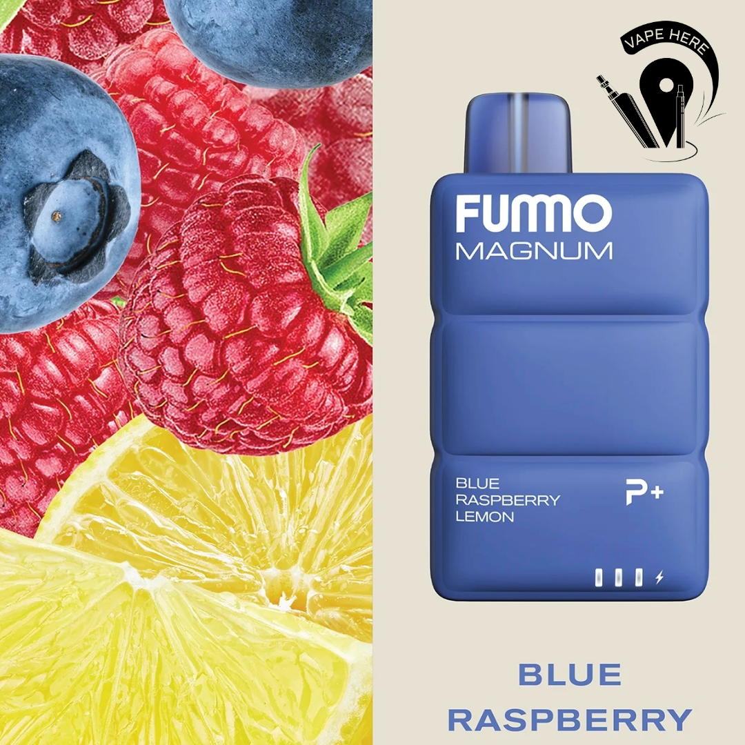 FUMMO MAGNUM 8000 Puffs ESMA Disposable Vape 20mg (non-recharegable) Blue Raspberry Lemon UAE Dubai