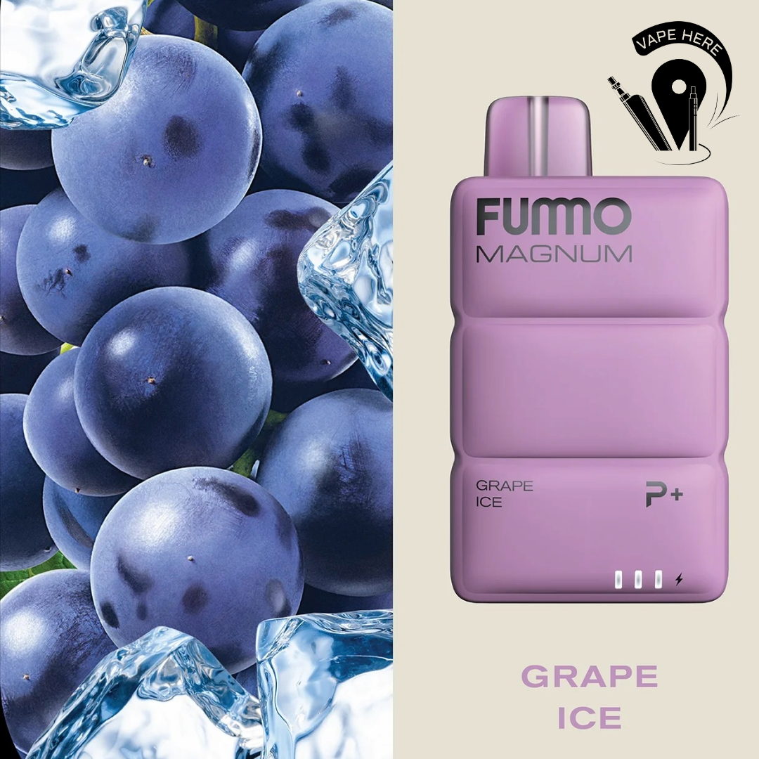 FUMMO MAGNUM 8000 Puffs ESMA Disposable Vape 20mg (non-recharegable) Grape Ice UAE Ras Al Khaimah